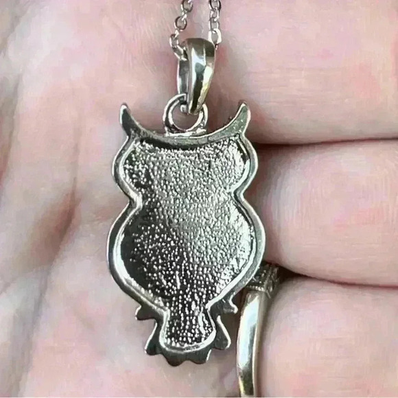 🎉2/$17🎉 Cute iridescent abalone shell silver owl necklace - Picture 5 of 6